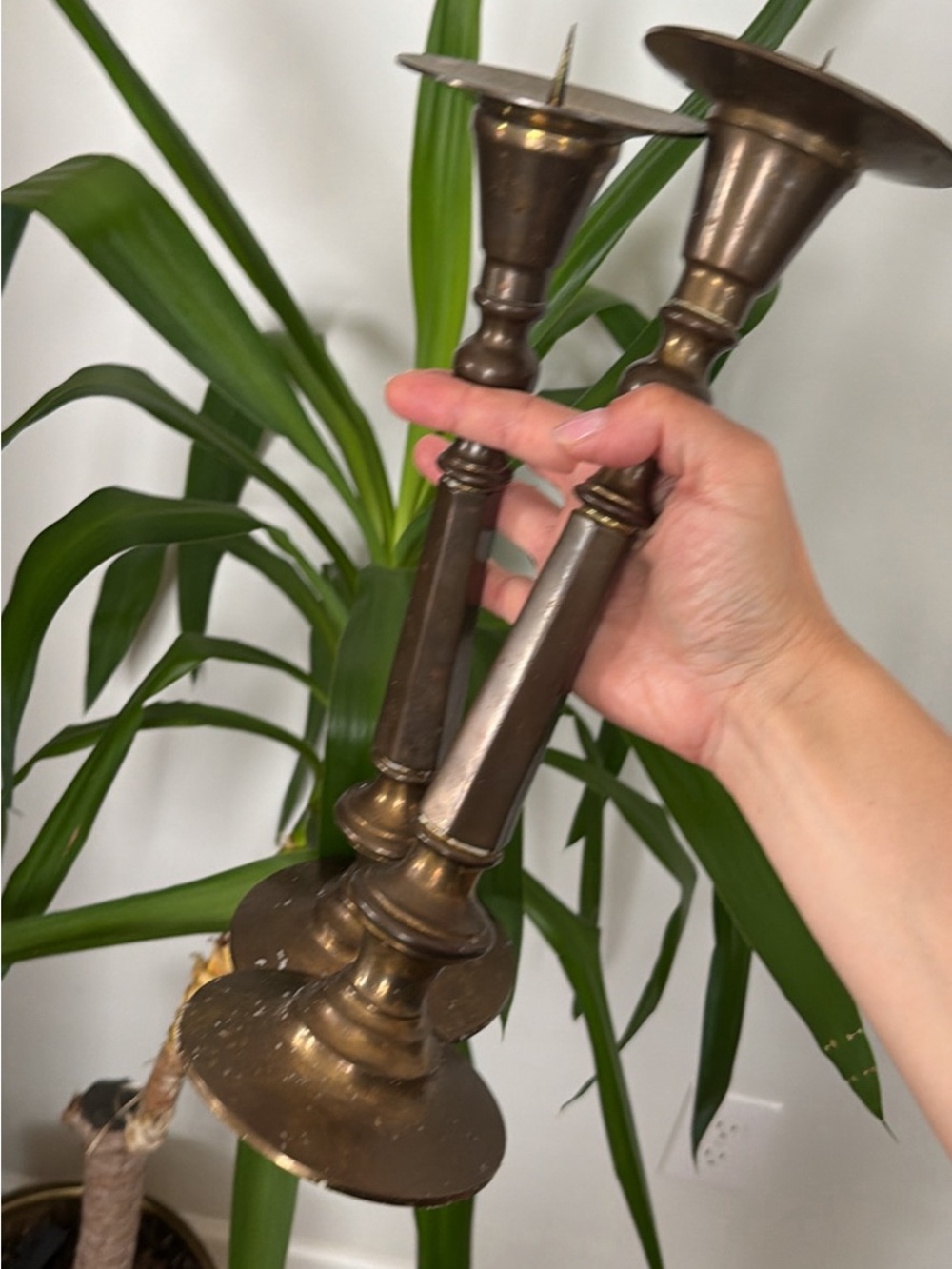 Handmade Brass Candle Holders - Pair